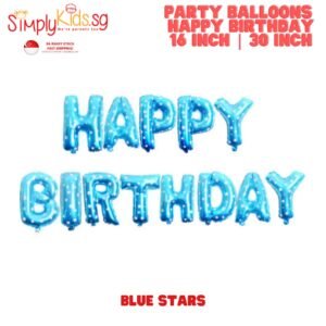 Happy Birthday Foil Balloon Bunting  16 Inch 1 Set Blue Stars