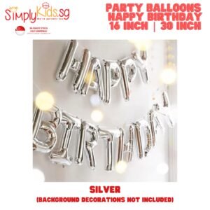 Happy Birthday Foil Balloon Bunting  30 Inch 1 Set Silver