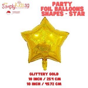 Foil Balloon 18 Inch 6 Pieces Glitter Gold Star