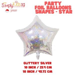 Foil Balloon 18 Inch 6 Pieces Glitter Silver Star