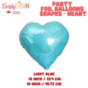 Foil Balloon 18 Inch 6 Pieces Light Blue Heart