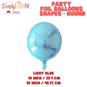 Foil Balloon 18 Inch 6 Pieces Light Blue Round