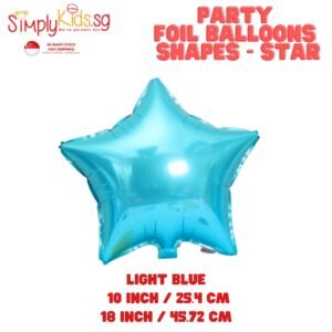 Foil Balloon 18 Inch 6 Pieces Light Blue Star
