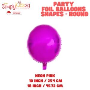 Foil Balloon 18 Inch 6 Pieces Neon Pink Round