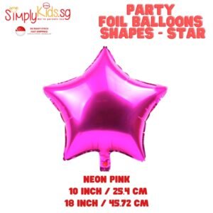 Foil Balloon 18 Inch 6 Pieces Neon Pink Star