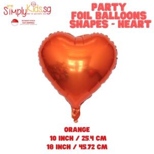 Foil Balloon 18 Inch 6 Pieces Orange Heart