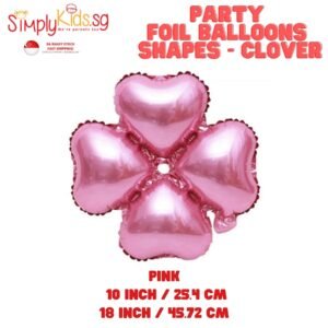 Foil Balloon 18 Inch 6 Pieces Pink Clover
