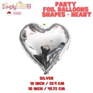 Foil Balloon 18 Inch 6 Pieces Silver Heart