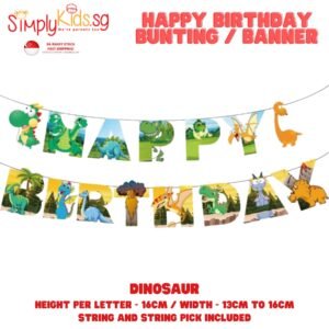 Happy Birthday Bunting  16 cm 1 Set Dinosaur